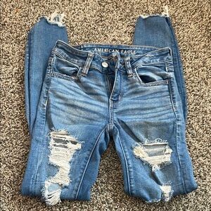 American Eagle Outfitters Women's Distressed Blue Skinny Jeans